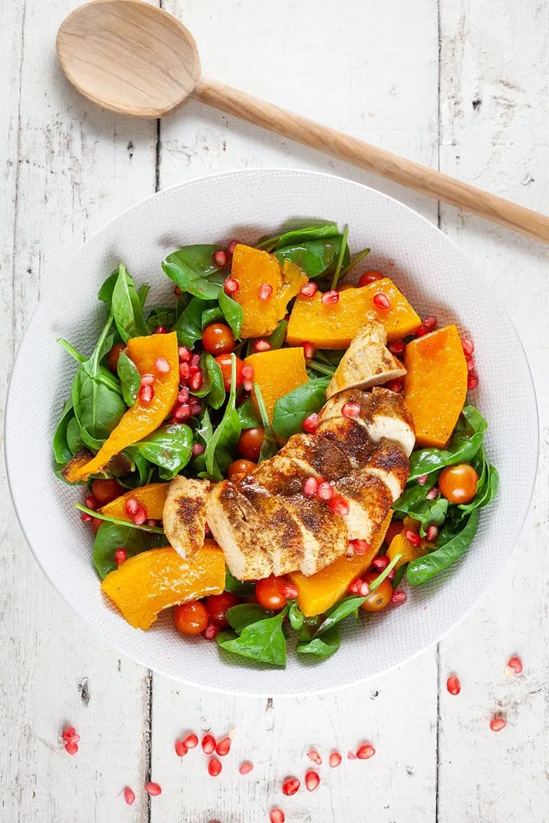 Pompoensalade met kip