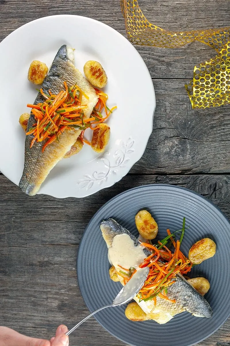 Zeebaars met gnocchi en beurre blanc