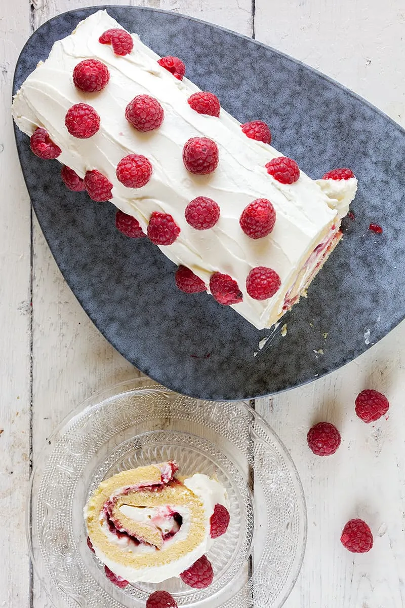 Cakerol met frambozen