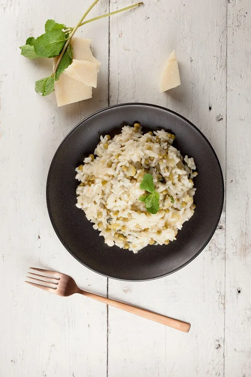 Doperwten-muntrisotto