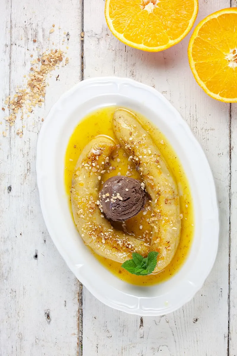 Geflambeerde bananen
