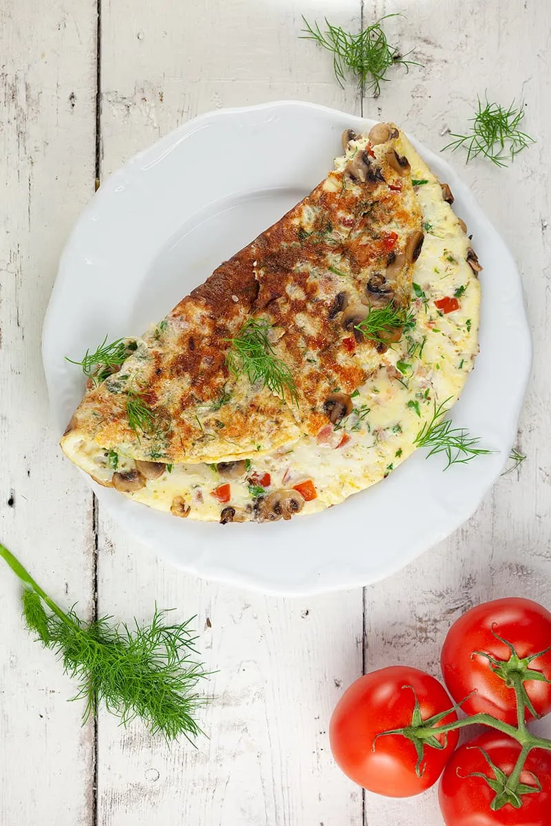 Kruidenomelet met garnalen