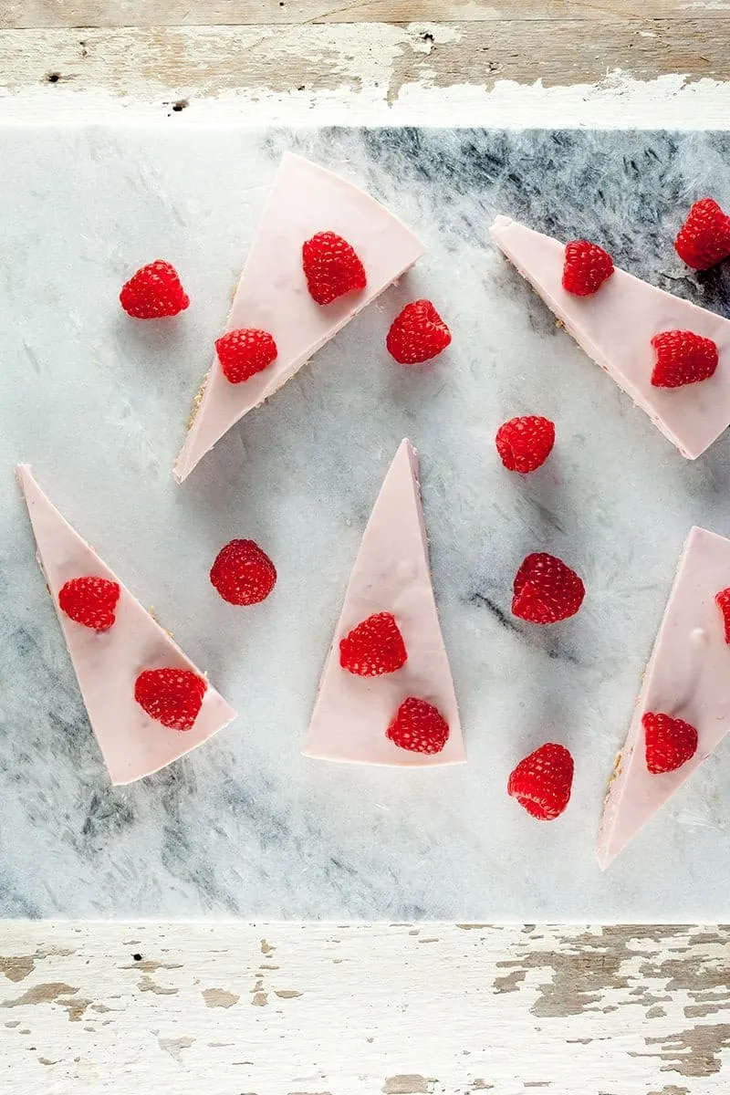 No bake cheesecake met frambozen