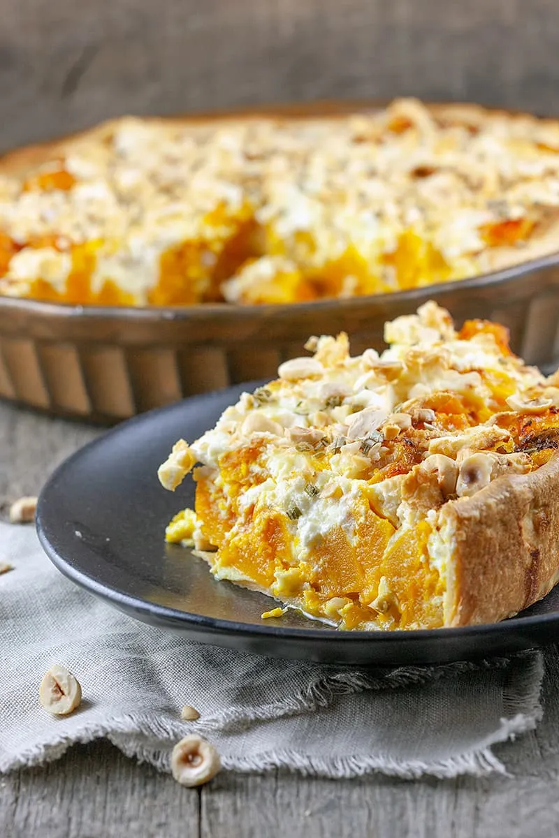 Pompoenquiche met twee soorten kaas