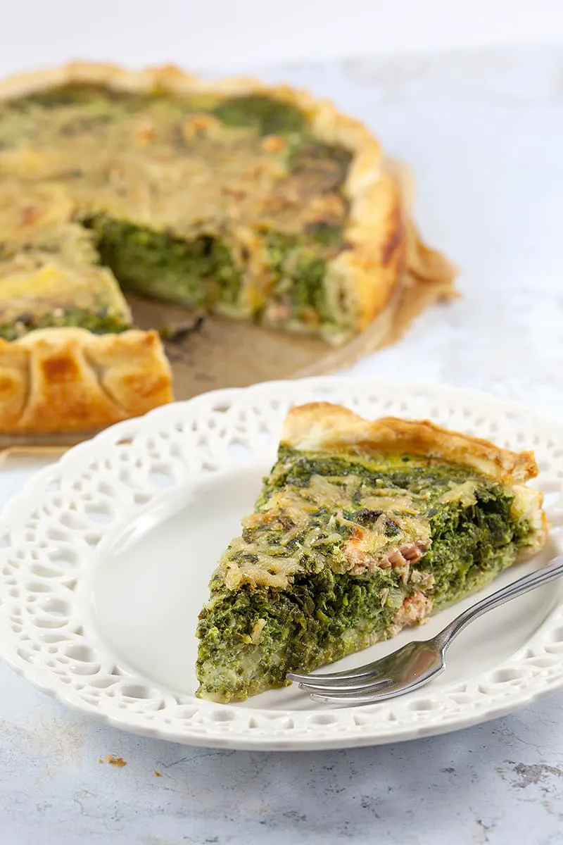 Zalm quiche met spinazie