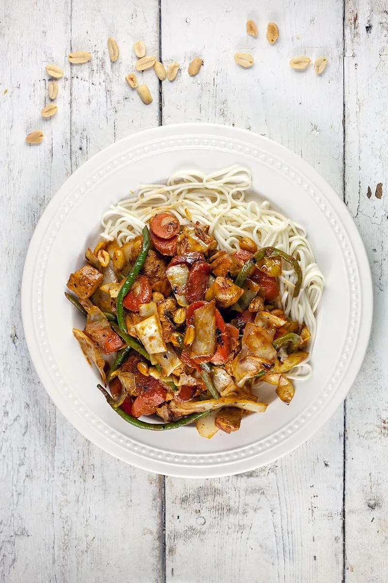 Wok met kip en witte kool