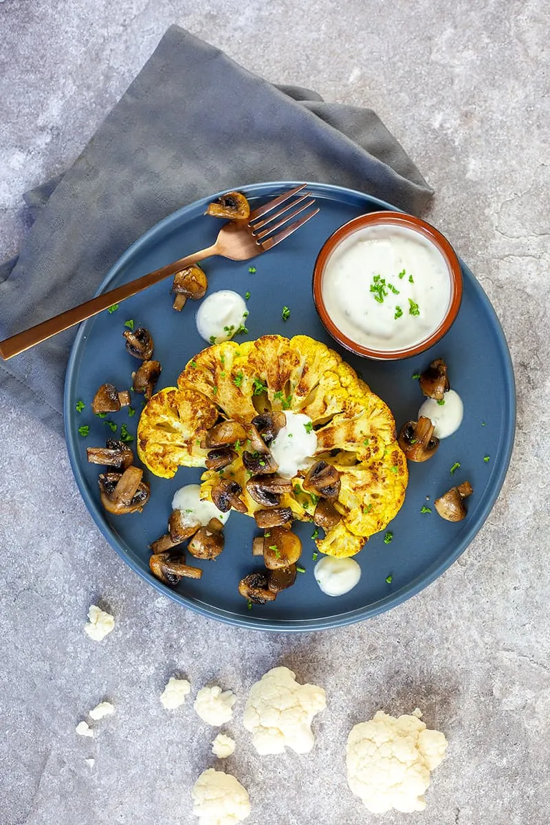 Bloemkoolsteak met champignons