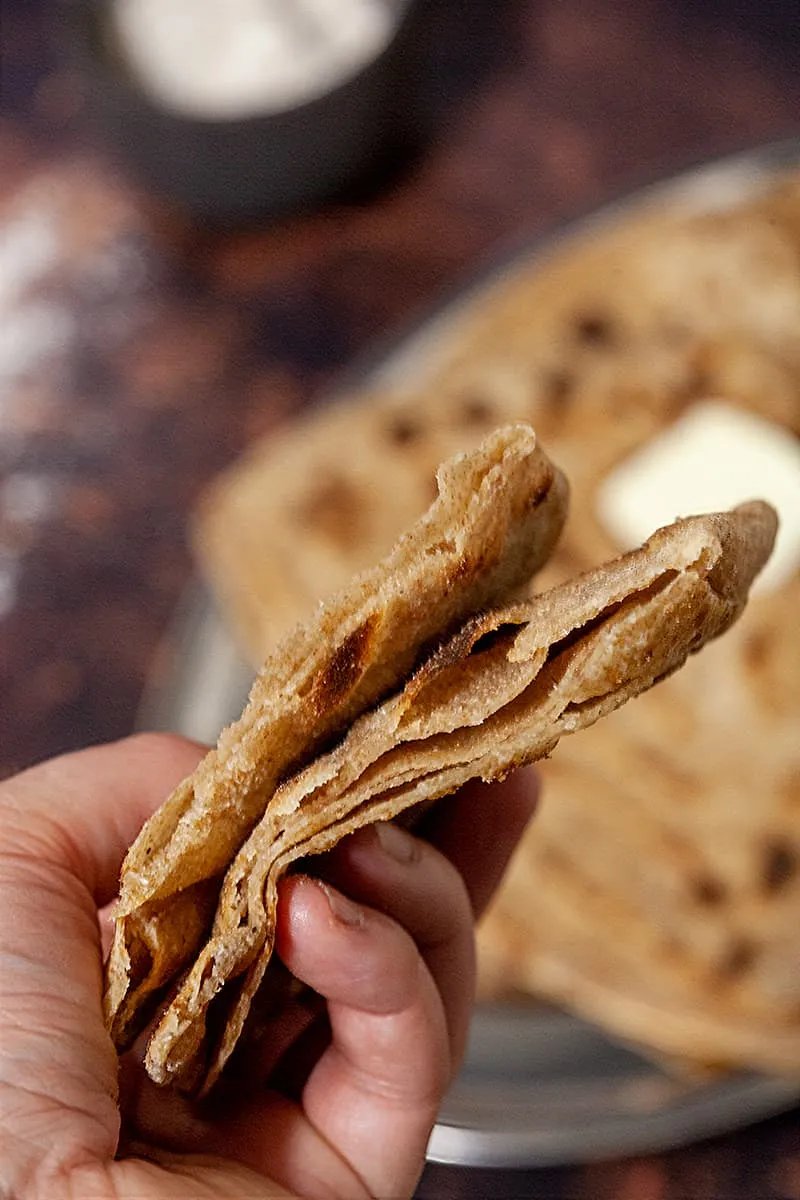 Laagjes in de paratha