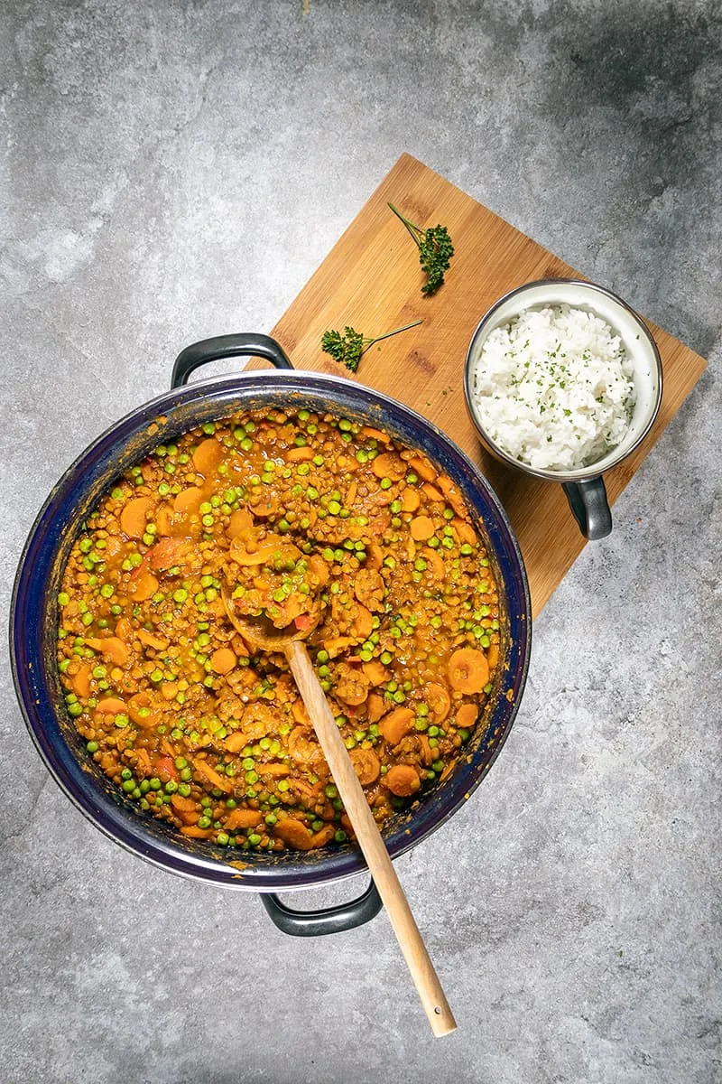 Vegetarische linzen stoofpot