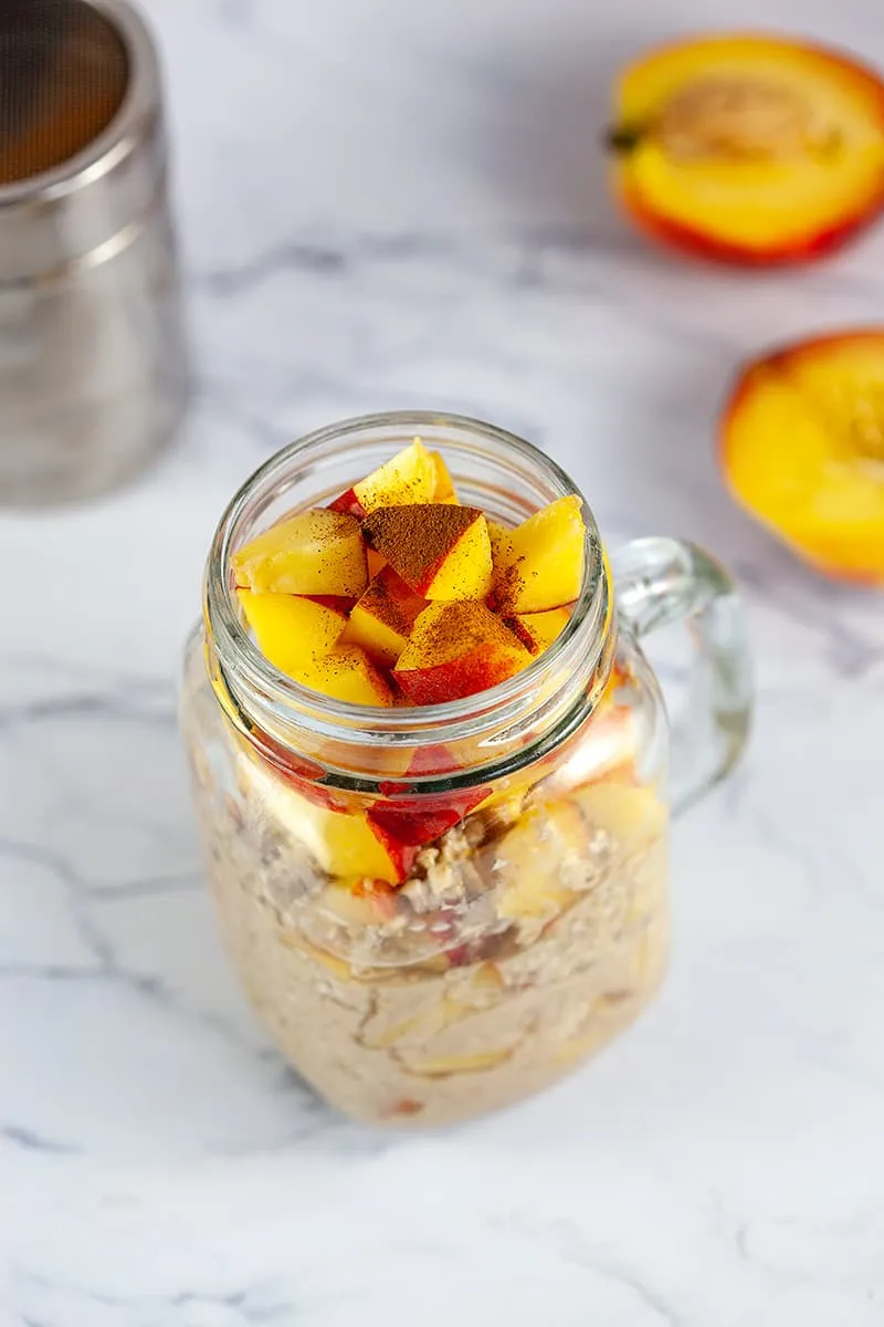 Overnight oats met perzik