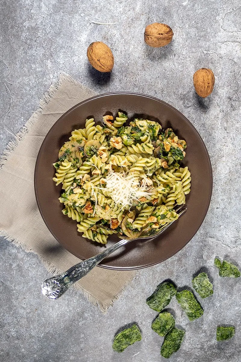 Pasta met spinazie en kip