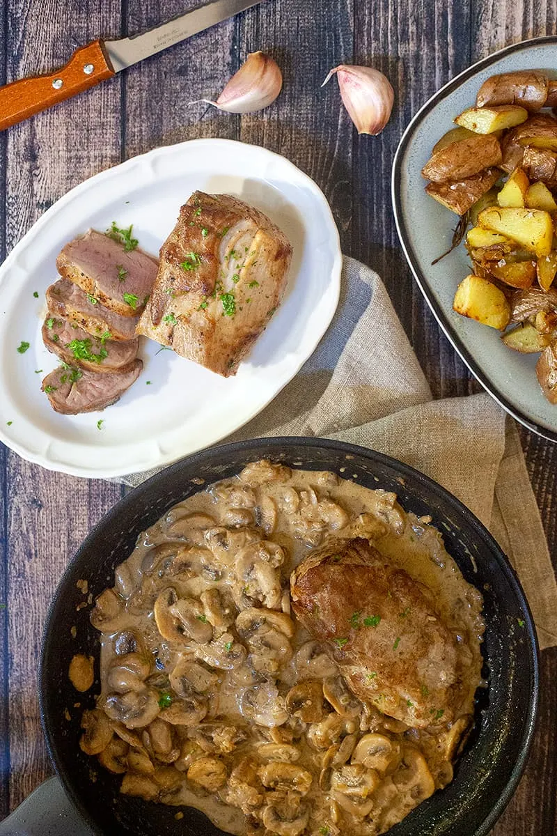 Varkenshaas champignon-roomsaus