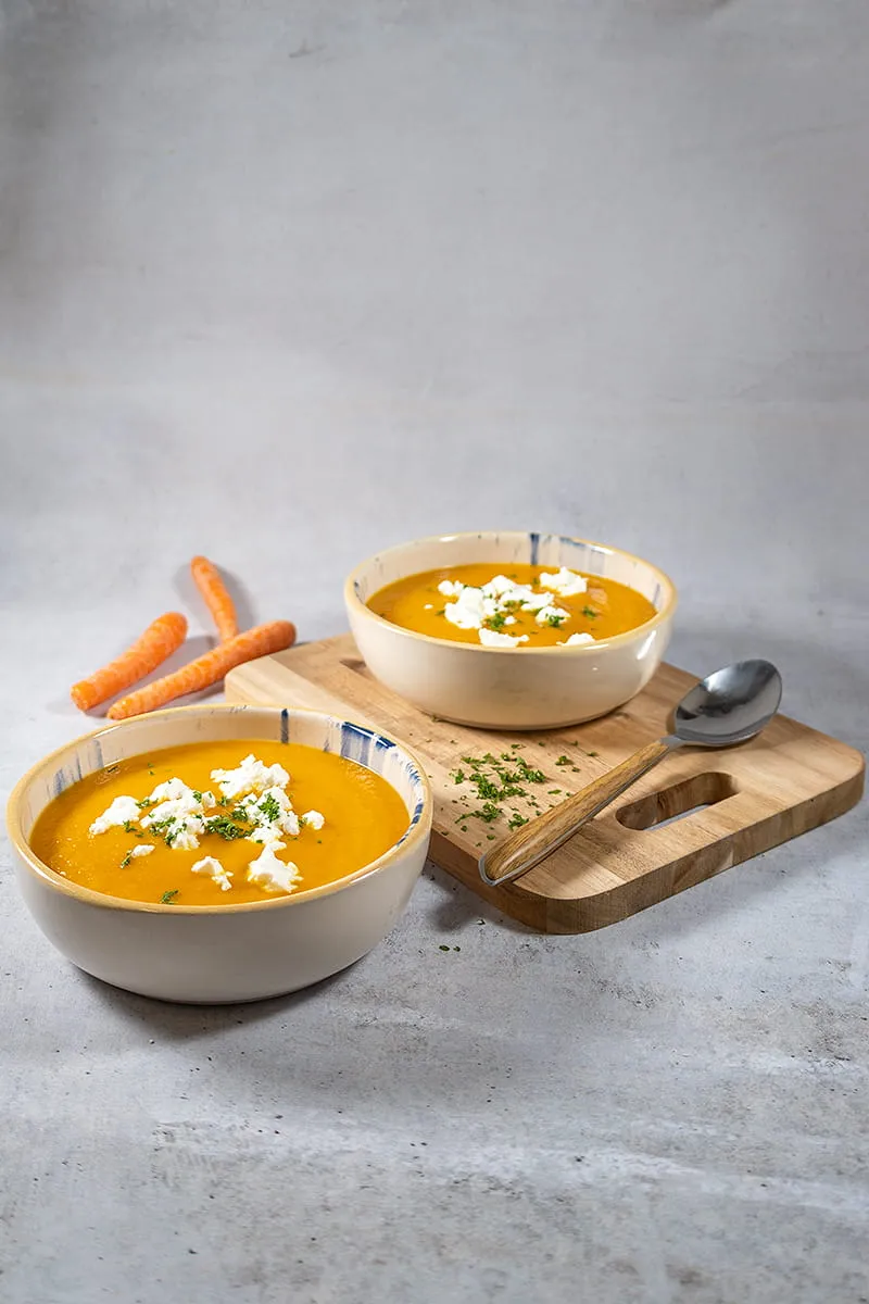 Wortelsoep met geitenkaas