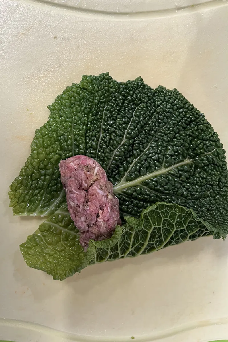 Gevulde koolrolletjes maken - stap 2