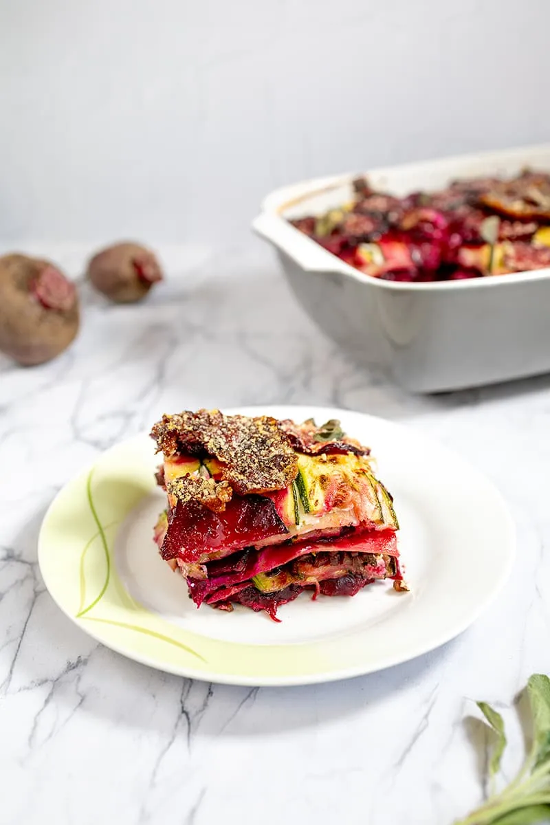 Lasagne met rode biet en courgette
