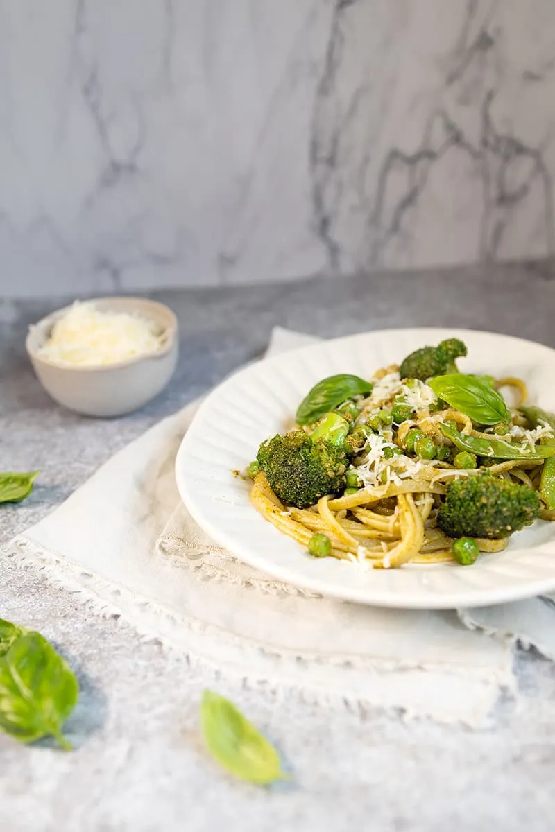 Pasta pesto met groene groenten