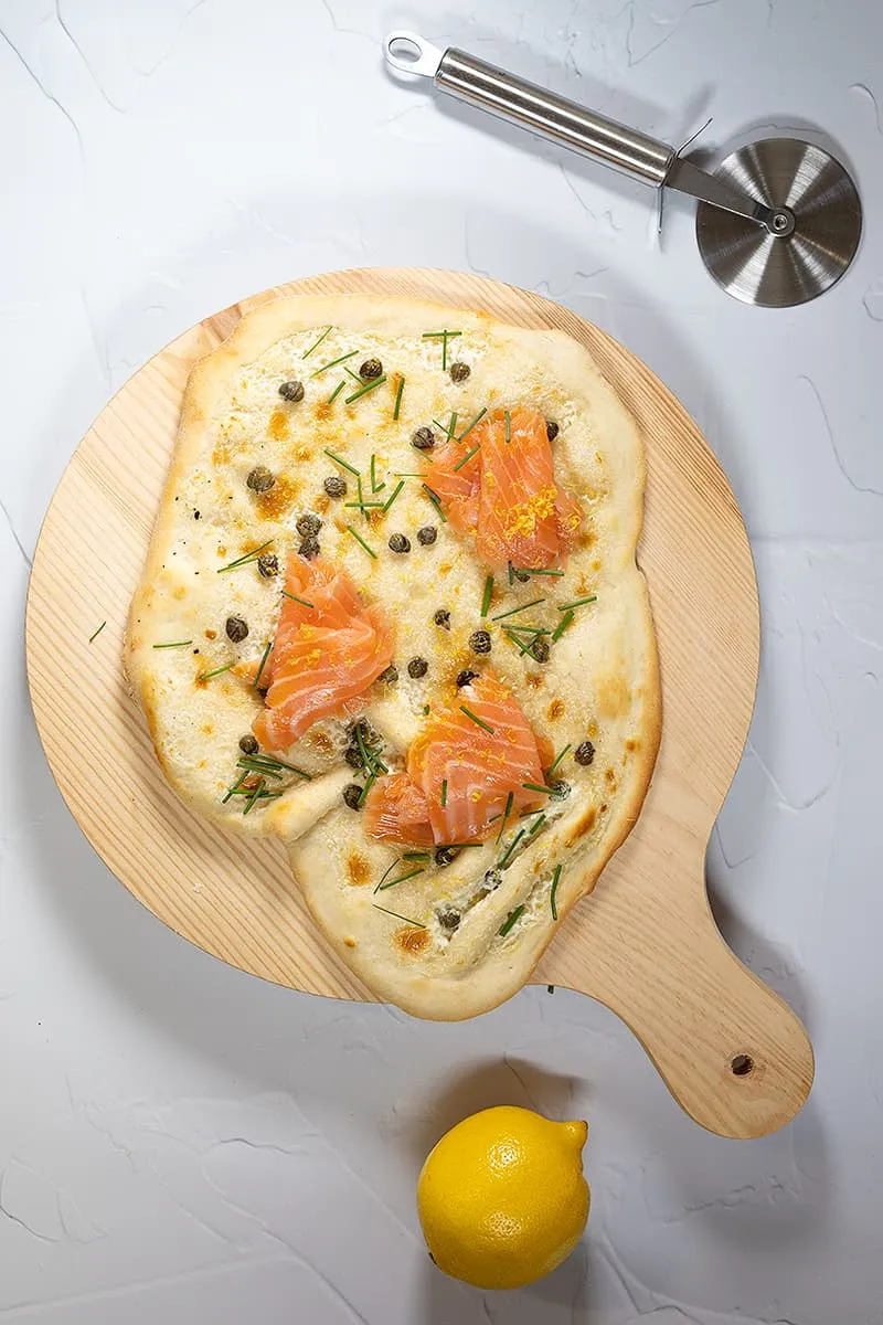 Pizza met zalm