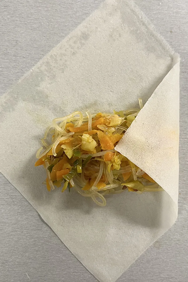 Vegetarische loempia's vouwen - stap 2