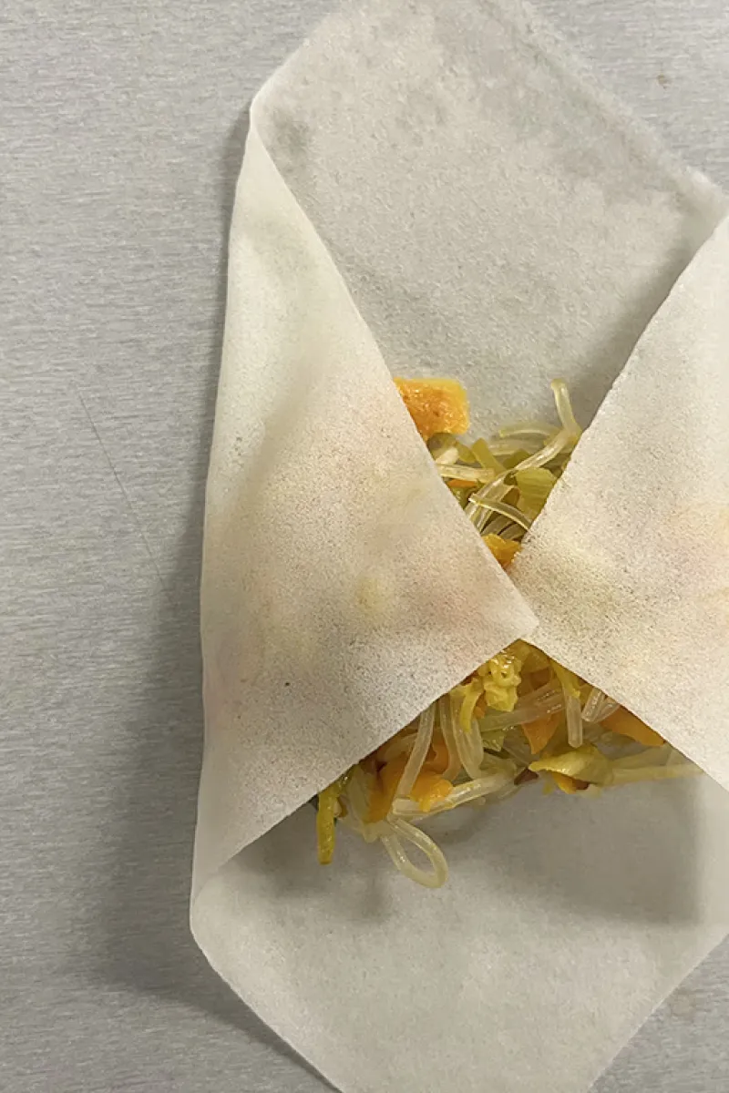 Vegetarische loempia's vouwen - stap 3