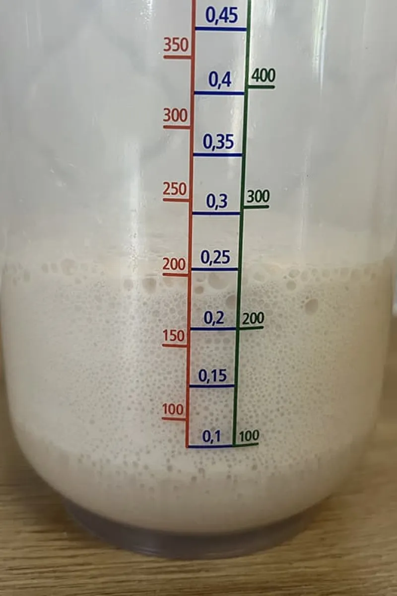Gist, suiker en water vermengen