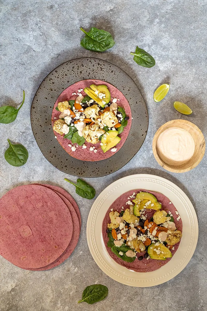 Vegetarische wraps met bloemkool en bonen