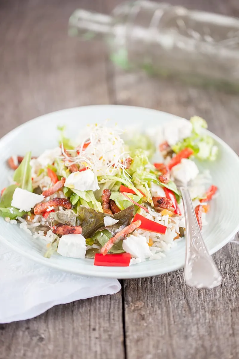 Notenrijstsalade met geitenkaas