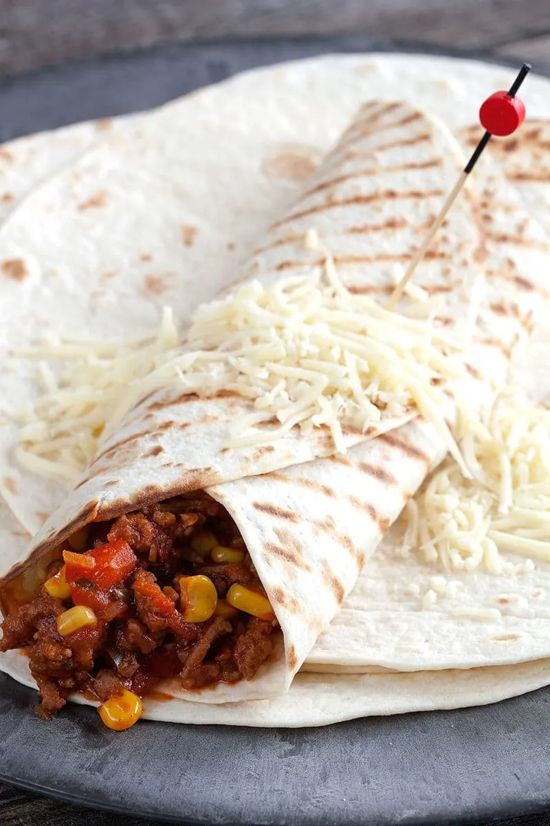 Wraps met gehakt uit de oven