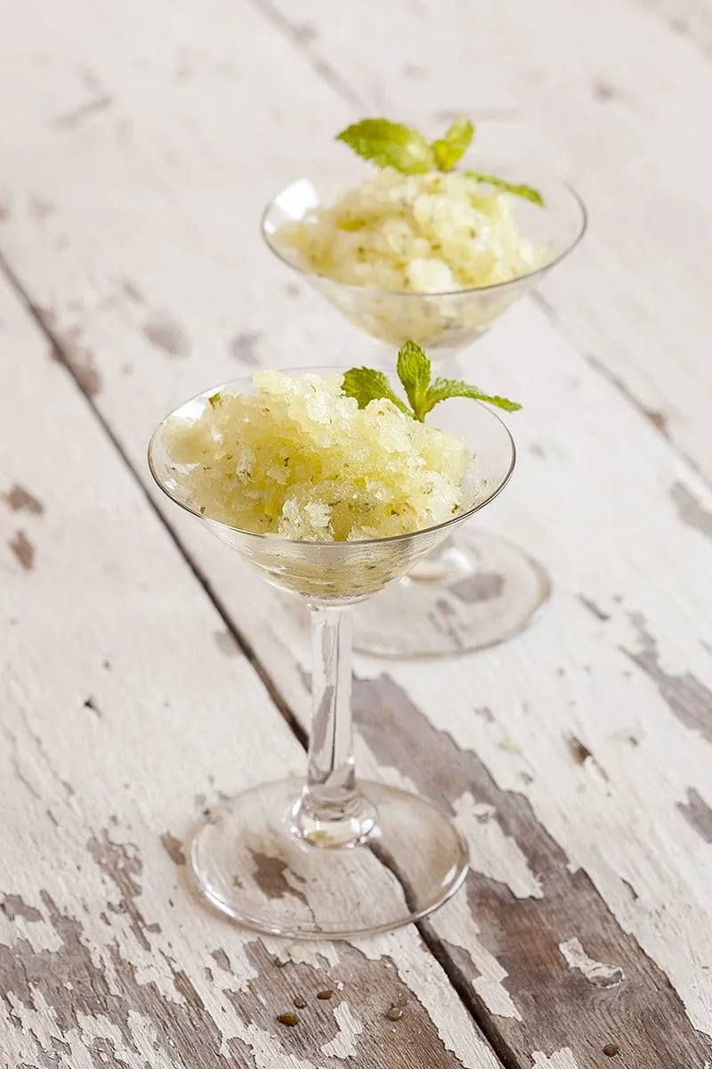 Suikervrije meloen granita met munt
