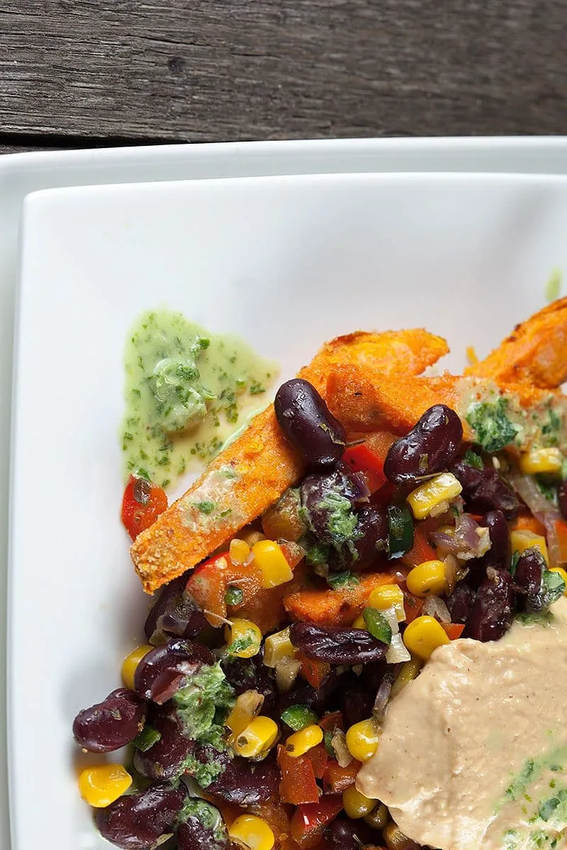 Gebakken zoete aardappel nachos