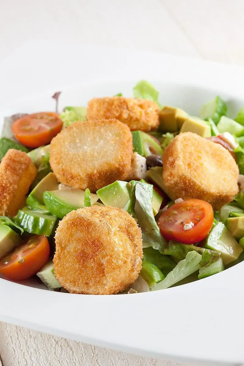 Salade met gebakken geitenkaas