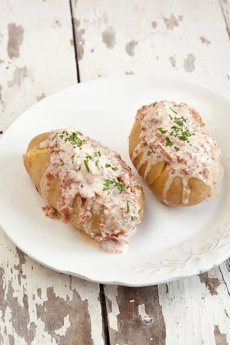 BBQ aardappels met speksaus