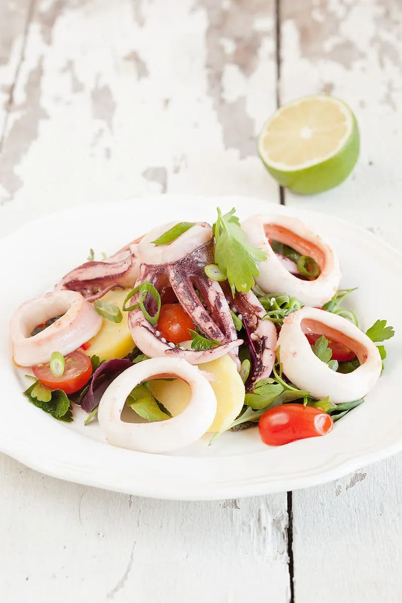 Salade met inktvis