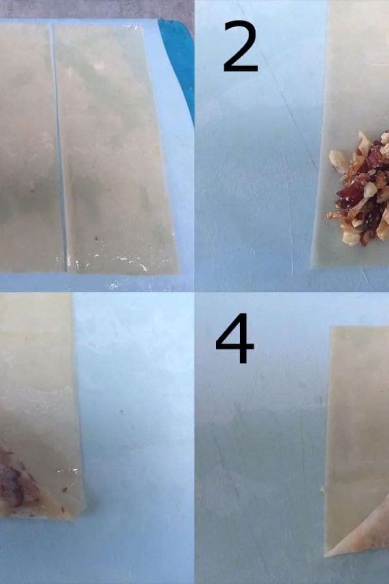 Dadel en walnoot filodeeg pakketjes instructies