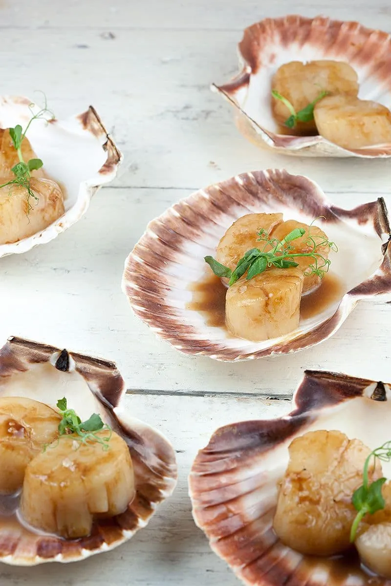 Coquilles St. Jacques met karamel en balsamico