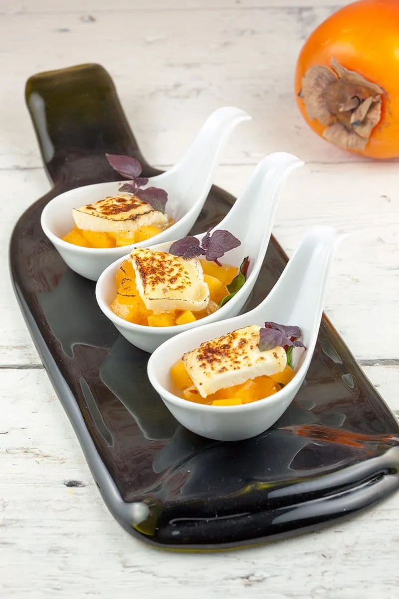 Kaki en geitenkaas amuse