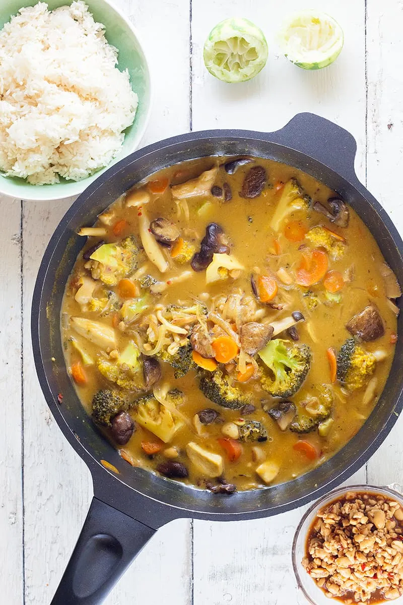 Paddenstoelen curry met rijst