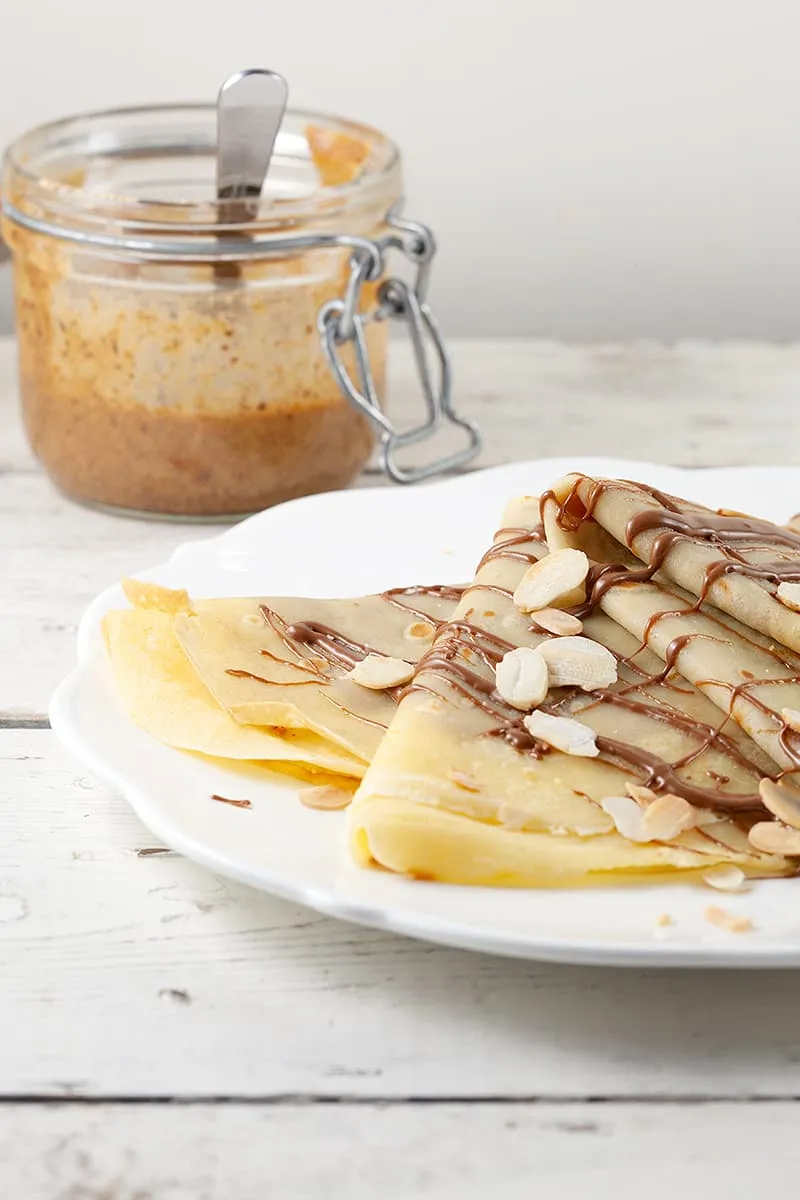 Crêpes met praliné en chocolade