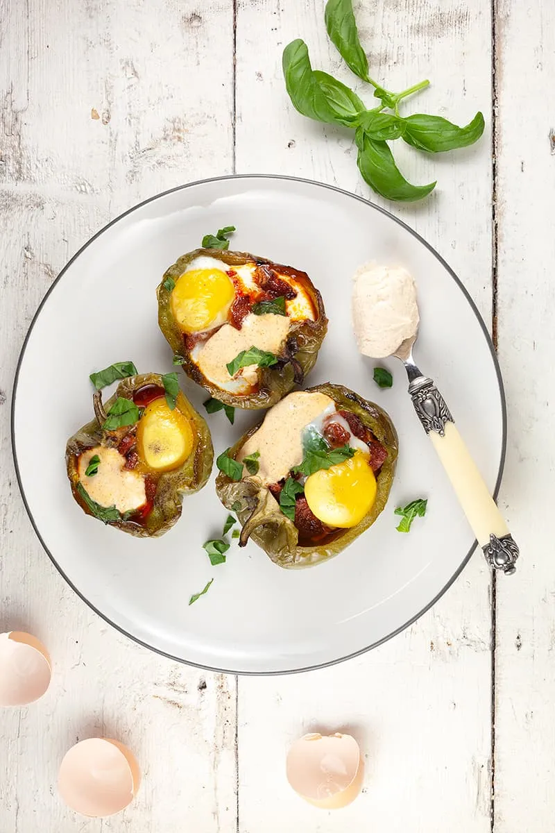 Gevulde paprika’s met chorizo en ei