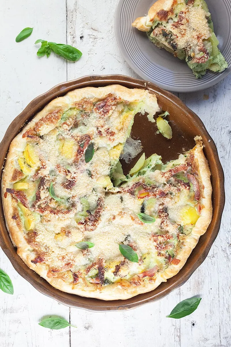Quiche met aardappeltjes en pesto