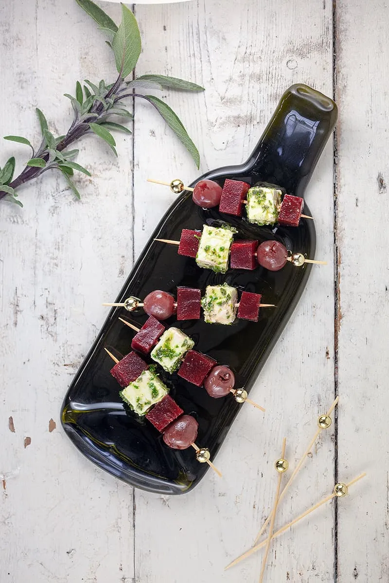 Rode biet en feta spiesjes