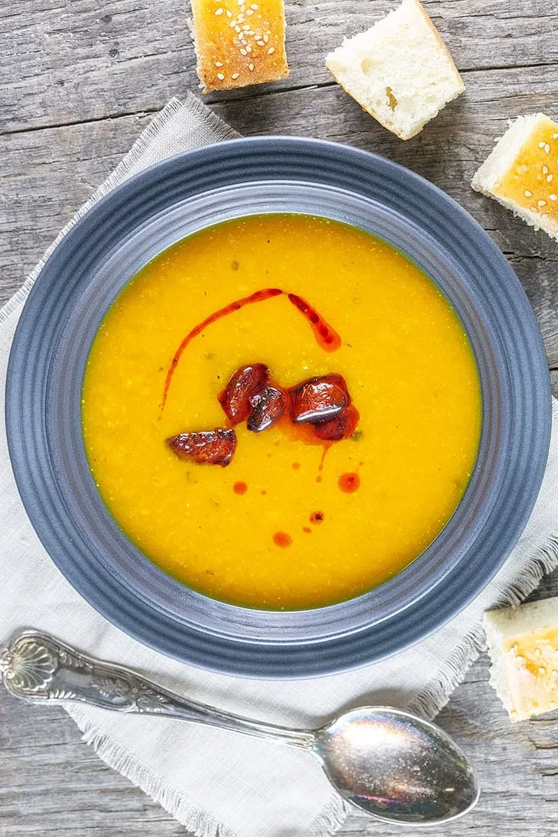 Pompoensoep met chorizo