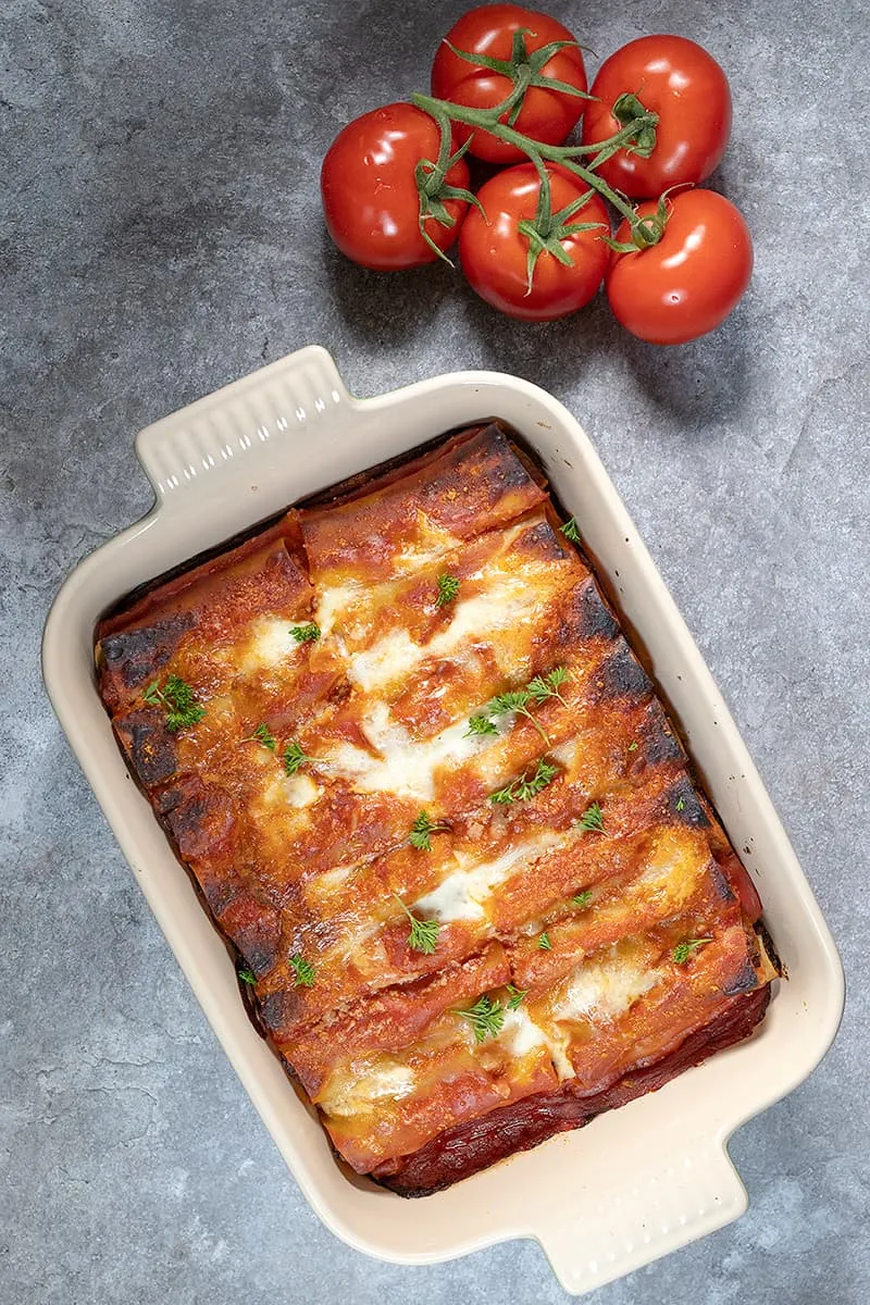 Cannelloni met gehakt en tomatensaus