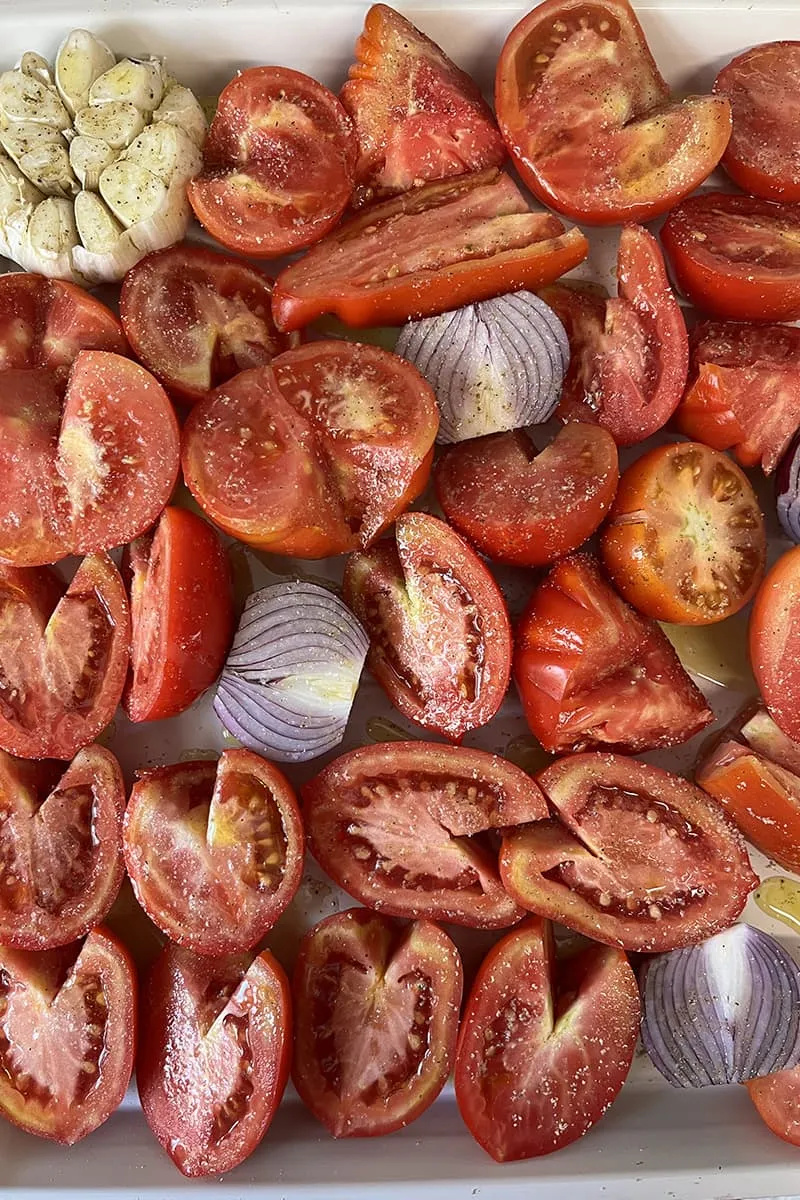 Geroosterde tomaten voorbereiding