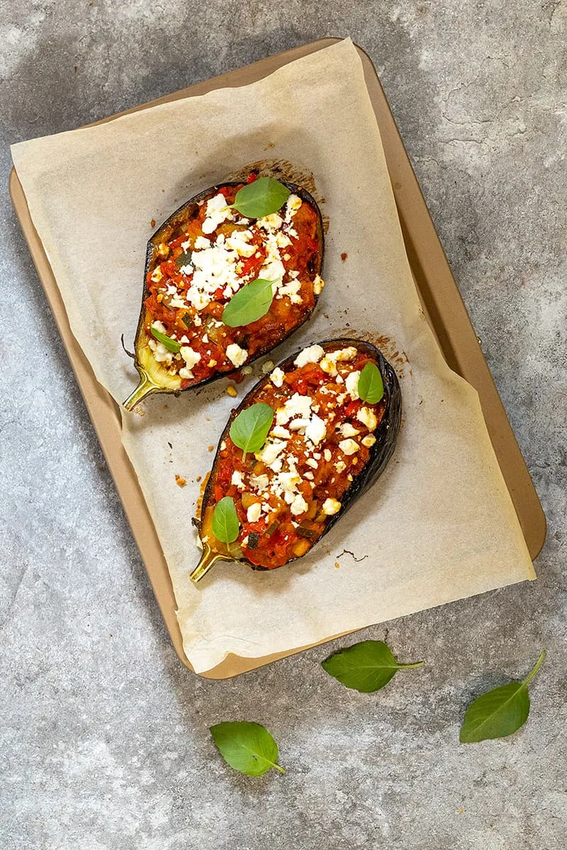 Gevulde aubergine met ratatouille
