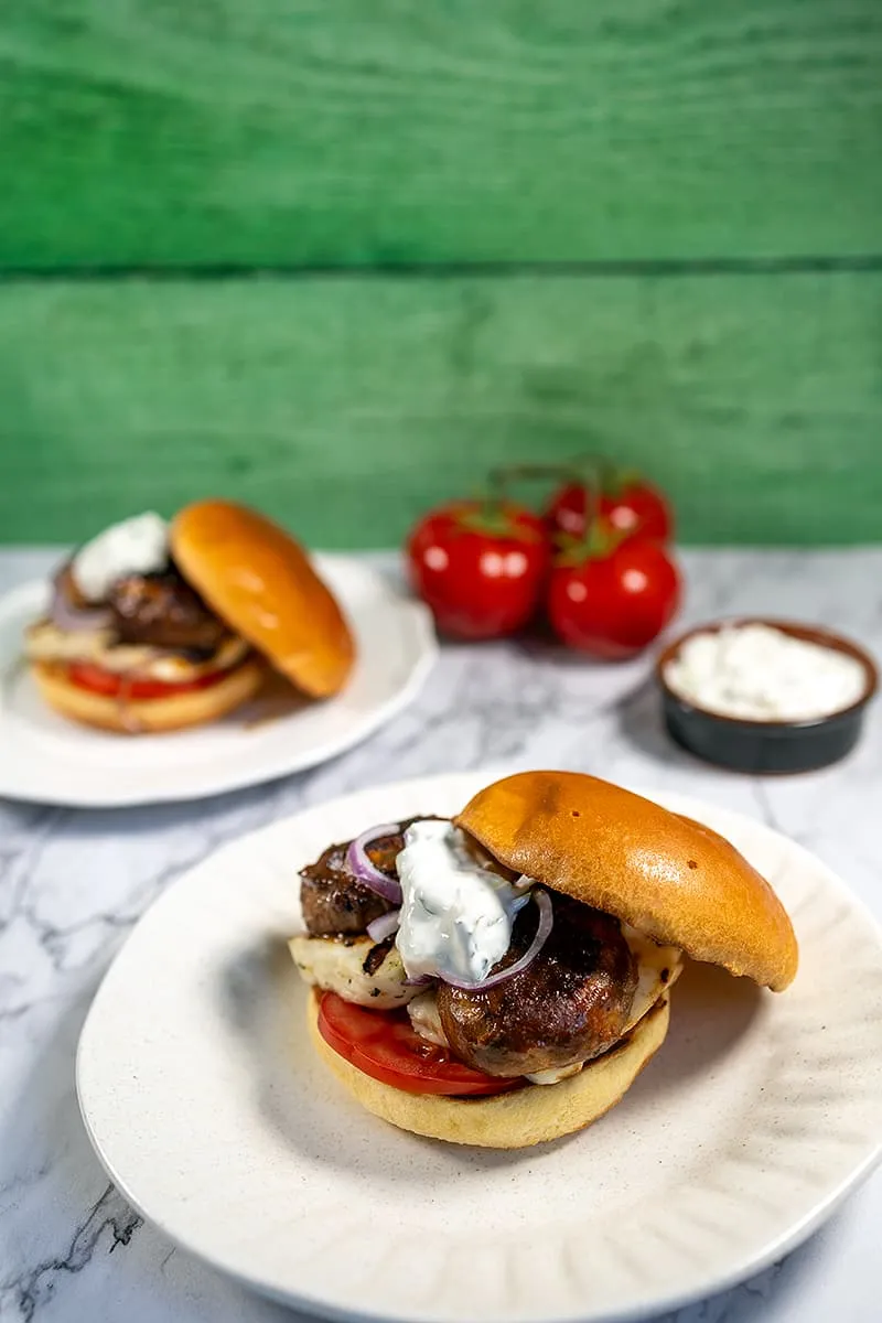 Halloumi burger met champignons