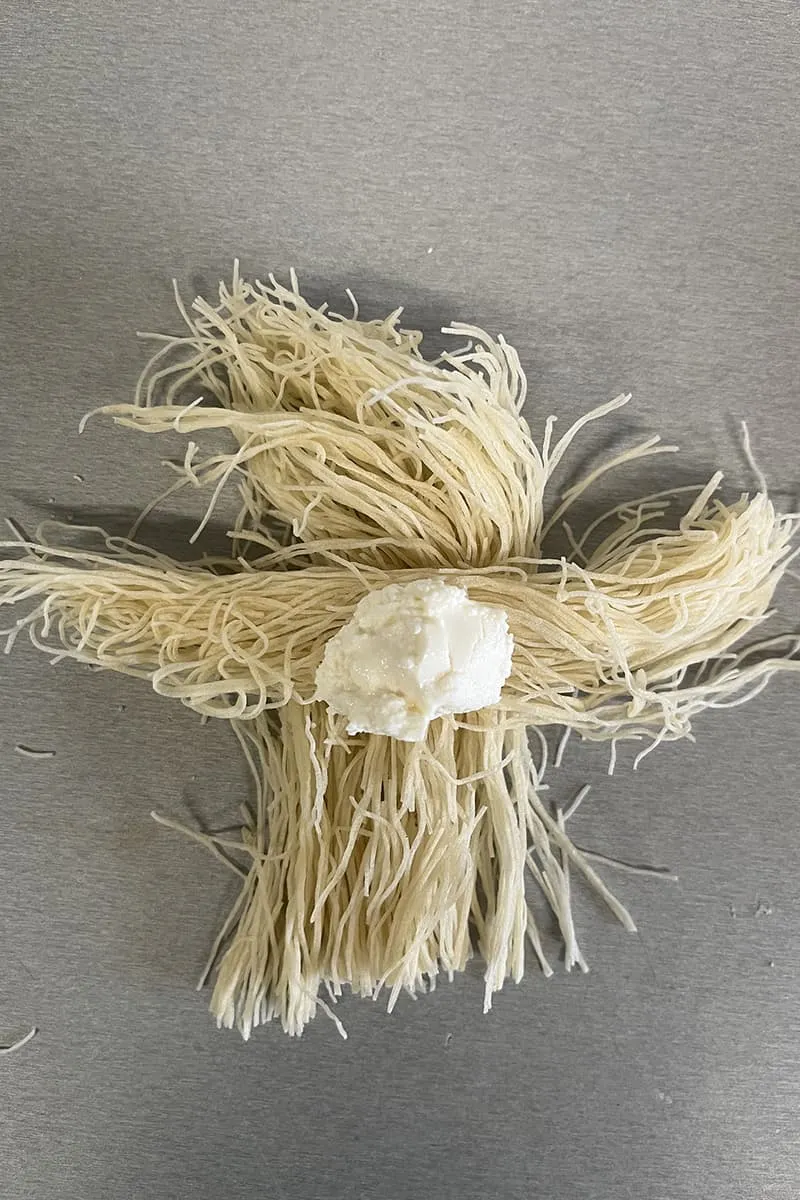 Künefe rolletjes met ricotta voorbereiding 1