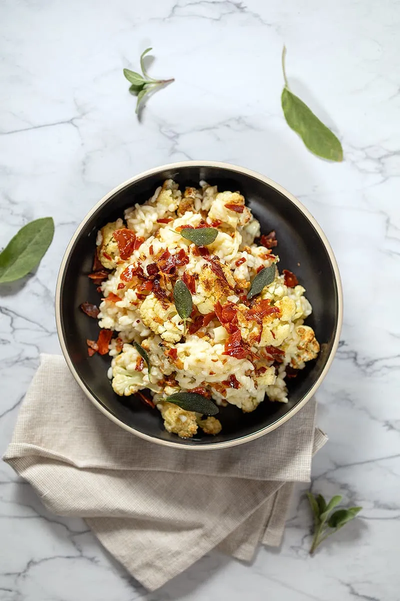 Bloemkoolrisotto met salie en ham