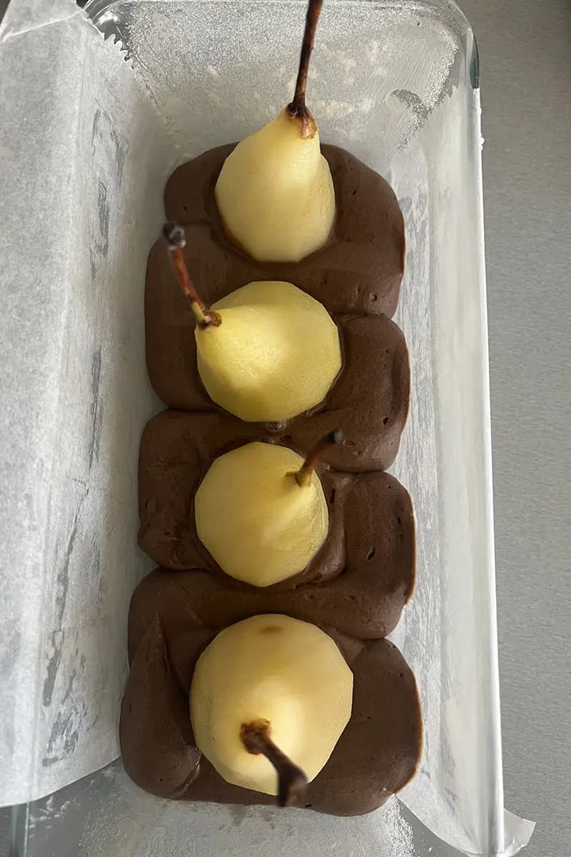 Chocoladecake met peren voorbereiding - stap 1