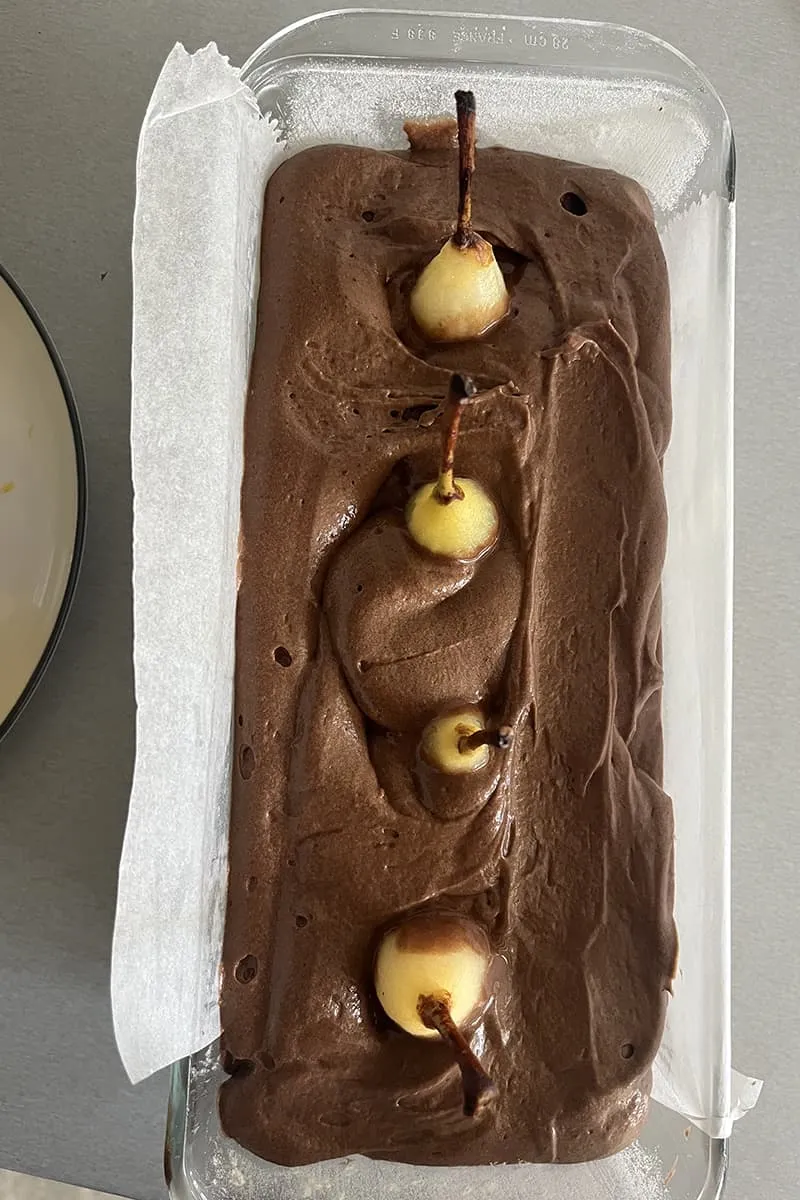 Chocoladecake met peren voorbereiding - stap 2