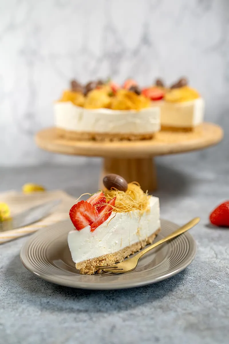 Paas citroen cheesecake - heerlijk romig met krokante vogelnestjes
